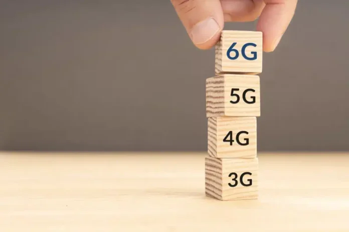 Blocchi in legno che mostrano l'evoluzione delle reti mobili da 3G a 6G